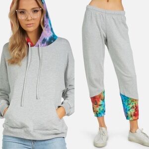 Michael Lauren Kiko LE Pullover Hoodie & Sweatpants in Tie Dye